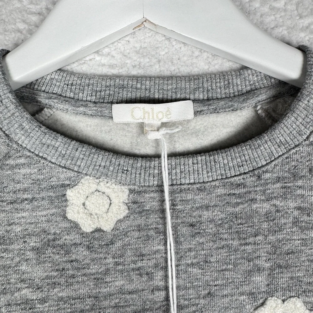 NEW - CHOLE Flower Embroidered Sweatshirt Gray - Youth Kids 5